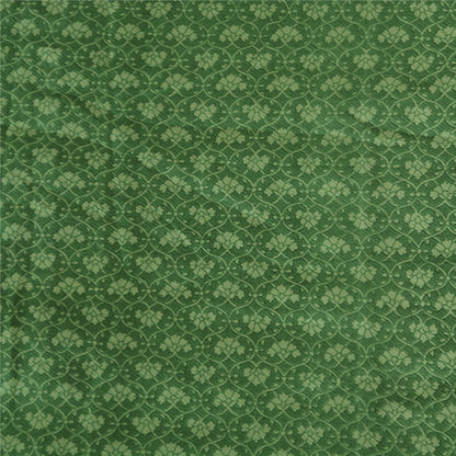 Sanskriti Vintage Sarees Indian Green Pure Silk Printed Sari 5yd Craft Sustainable Fabric