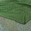 Sanskriti Vintage Sarees Indian Green Pure Silk Printed Sari 5yd Craft Sustainable Fabric