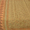 Sanskriti Vintage Sarees Indian Cream Pure Silk Printed Sari 5yd Craft Sustainable Fabric