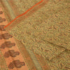 Sanskriti Vintage Sarees Indian Cream Pure Silk Printed Sari 5yd Craft Sustainable Fabric