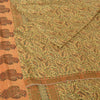 Sanskriti Vintage Sarees Indian Cream Pure Silk Printed Sari 5yd Craft Sustainable Fabric