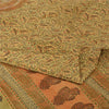 Sanskriti Vintage Sarees Indian Cream Pure Silk Printed Sari 5yd Craft Sustainable Fabric