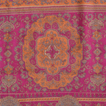 Sanskriti Vintage Sarees Indian Purple Pure Silk Printed Sari 5yd Craft Sustainable Fabric