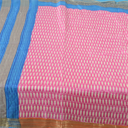 Sanskriti Vintage Sarees Pink Quilting Felting Craft Sustainable Fabric Pure Silk Print Sari