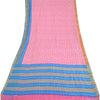 Sanskriti Vintage Sarees Pink Quilting Felting Craft Sustainable Fabric Pure Silk Print Sari
