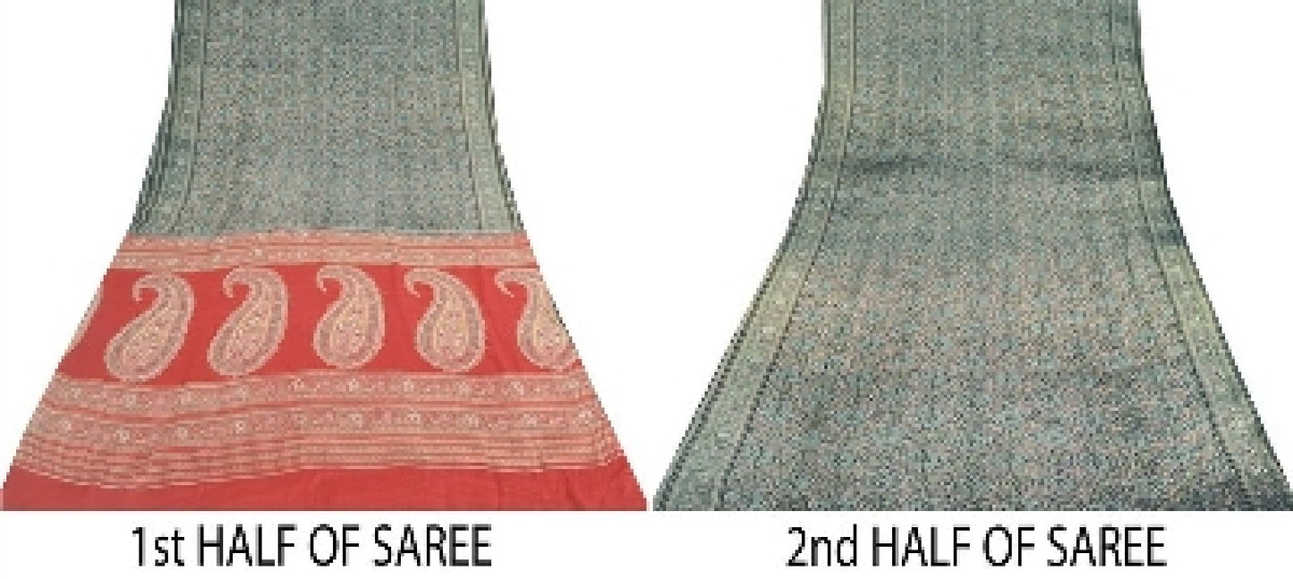 Sanskriti Vintage Sarees 100% Pure Silk Print Sari Quilting Felting Craft Sustainable Fabric