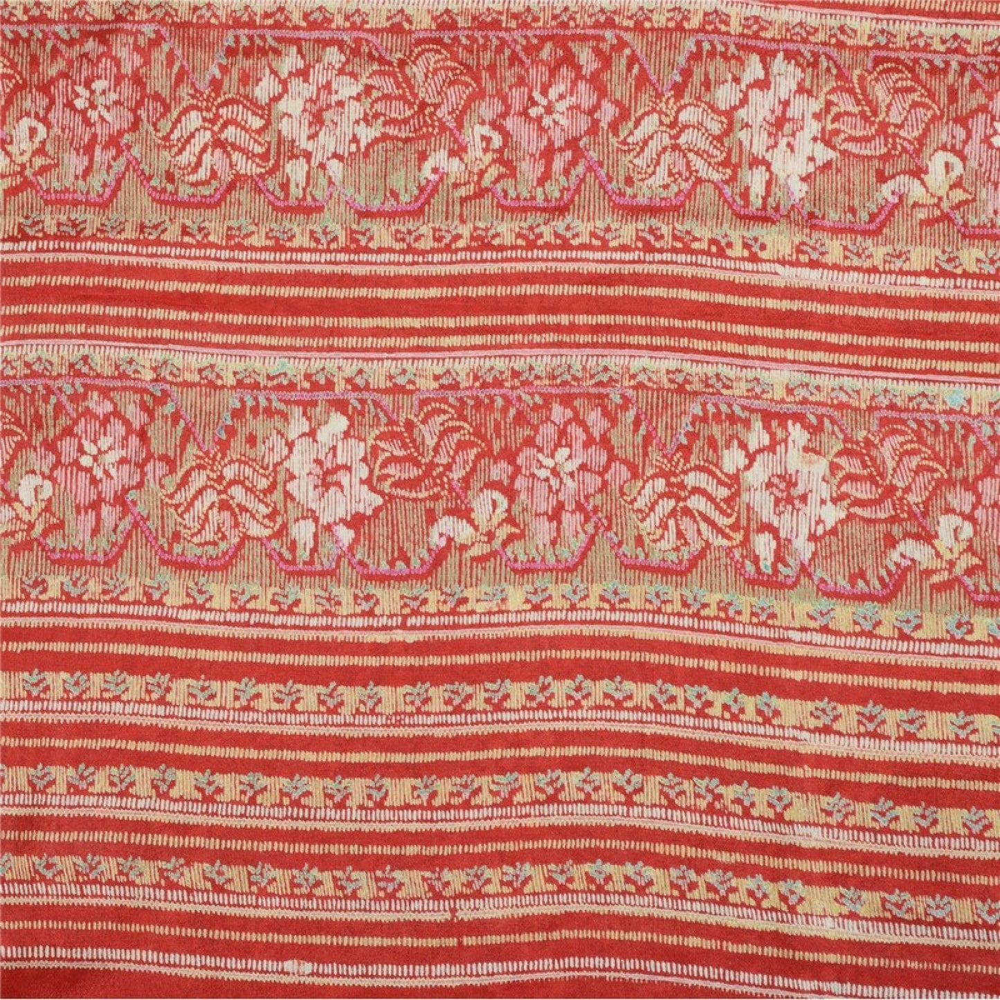 Sanskriti Vintage Sarees 100% Pure Silk Print Sari Quilting Felting Craft Sustainable Fabric