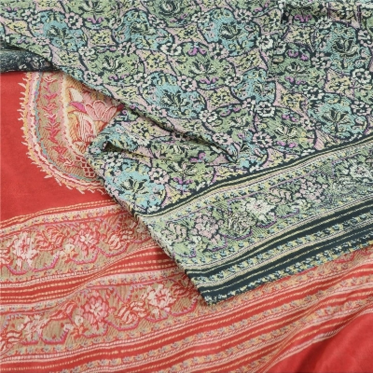 Sanskriti Vintage Sarees 100% Pure Silk Print Sari Quilting Felting Craft Sustainable Fabric