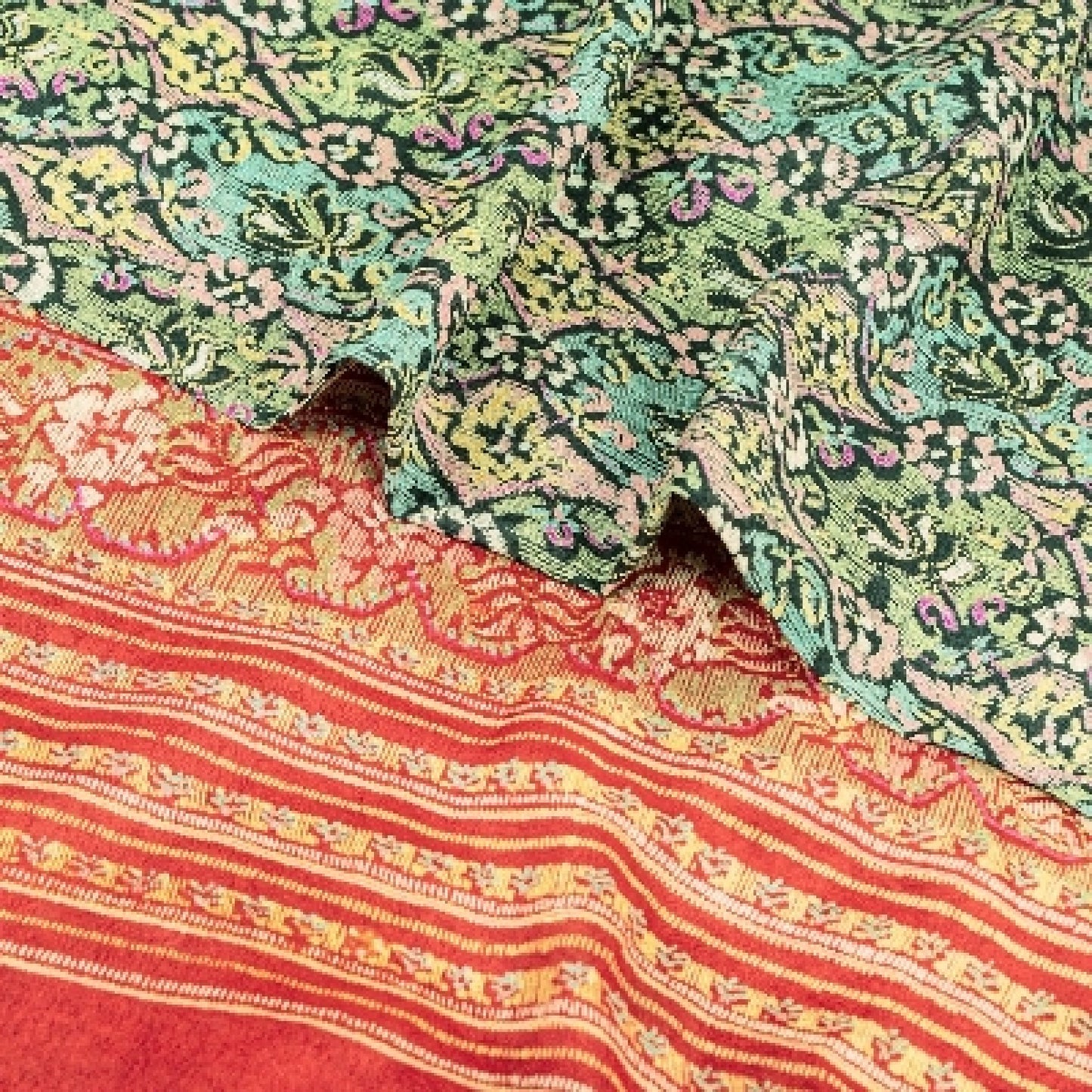 Sanskriti Vintage Sarees 100% Pure Silk Print Sari Quilting Felting Craft Sustainable Fabric