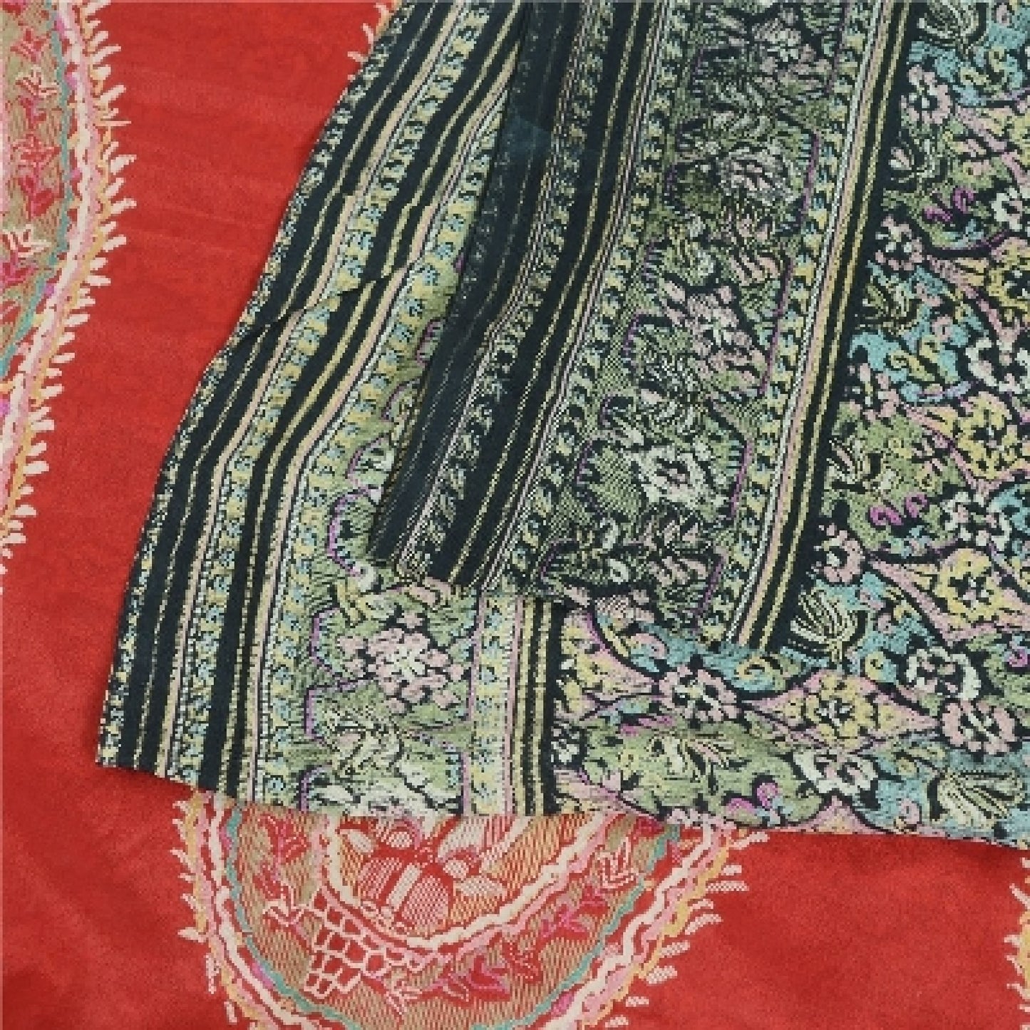 Sanskriti Vintage Sarees 100% Pure Silk Print Sari Quilting Felting Craft Sustainable Fabric