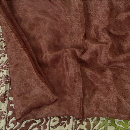 Sanskriti Vintage Sarees Dark Red 100% Pure Silk Printed Sari 5yd Craft Sustainable Fabric