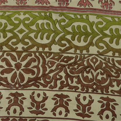 Sanskriti Vintage Sarees Dark Red 100% Pure Silk Printed Sari 5yd Craft Sustainable Fabric