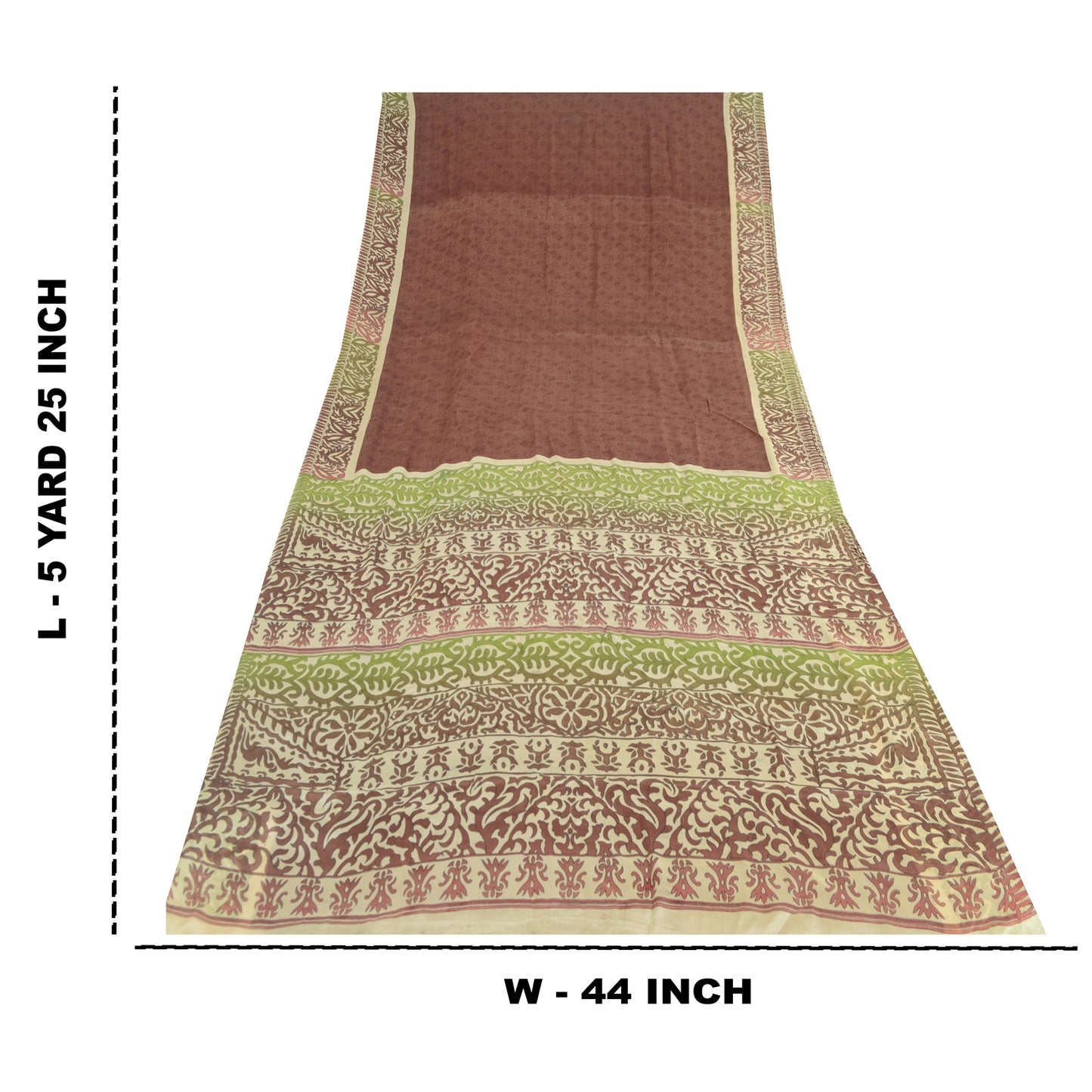 Sanskriti Vintage Sarees Dark Red 100% Pure Silk Printed Sari 5yd Craft Sustainable Fabric