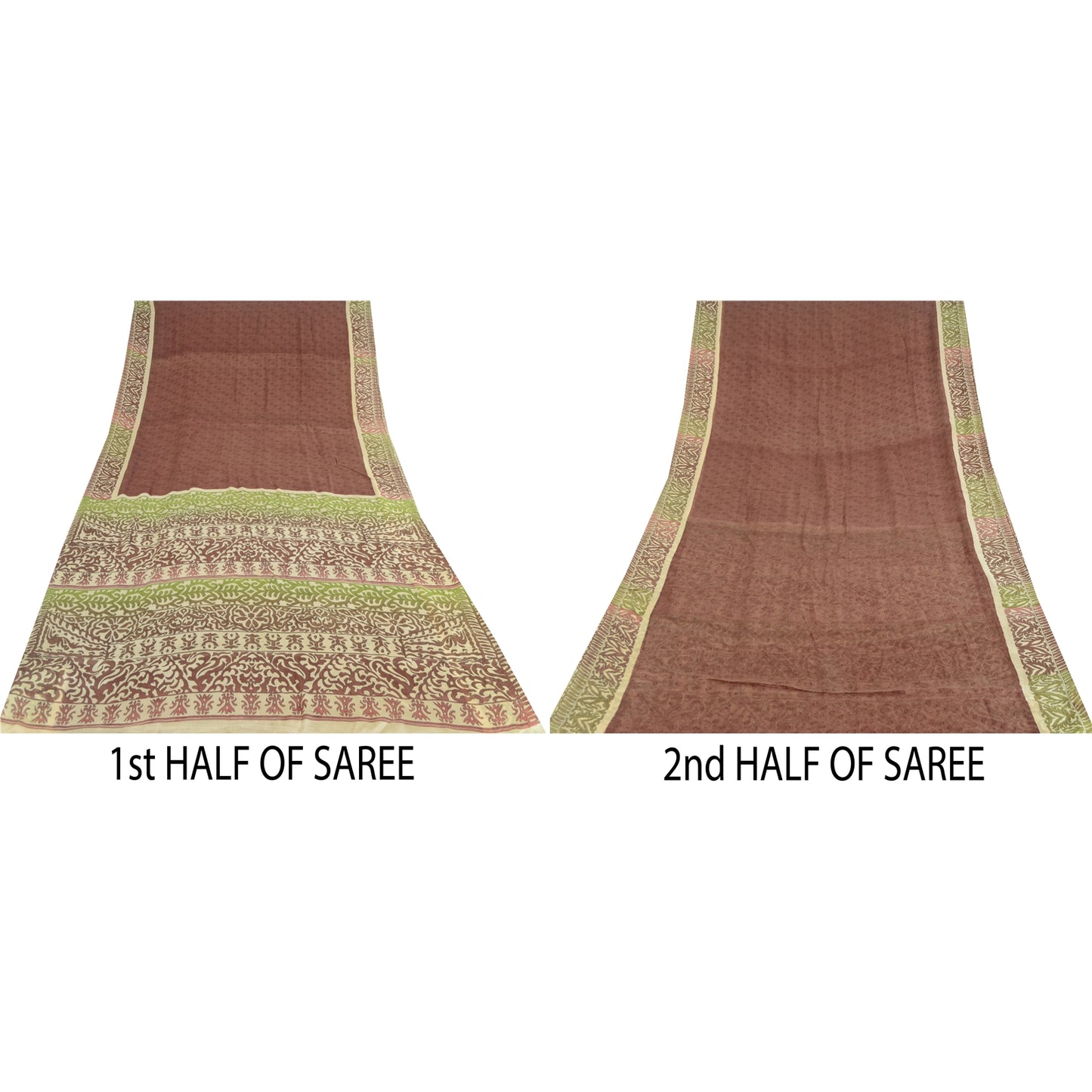 Sanskriti Vintage Sarees Dark Red 100% Pure Silk Printed Sari 5yd Craft Sustainable Fabric