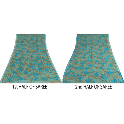 Sanskriti Vintage Sarees Quilting Felting Craft Sustainable Fabric Pure Georgette Print Sari
