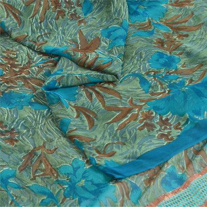 Sanskriti Vintage Sarees Quilting Felting Craft Sustainable Fabric Pure Georgette Print Sari