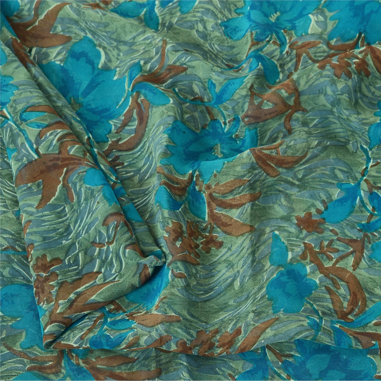 Sanskriti Vintage Sarees Quilting Felting Craft Sustainable Fabric Pure Georgette Print Sari