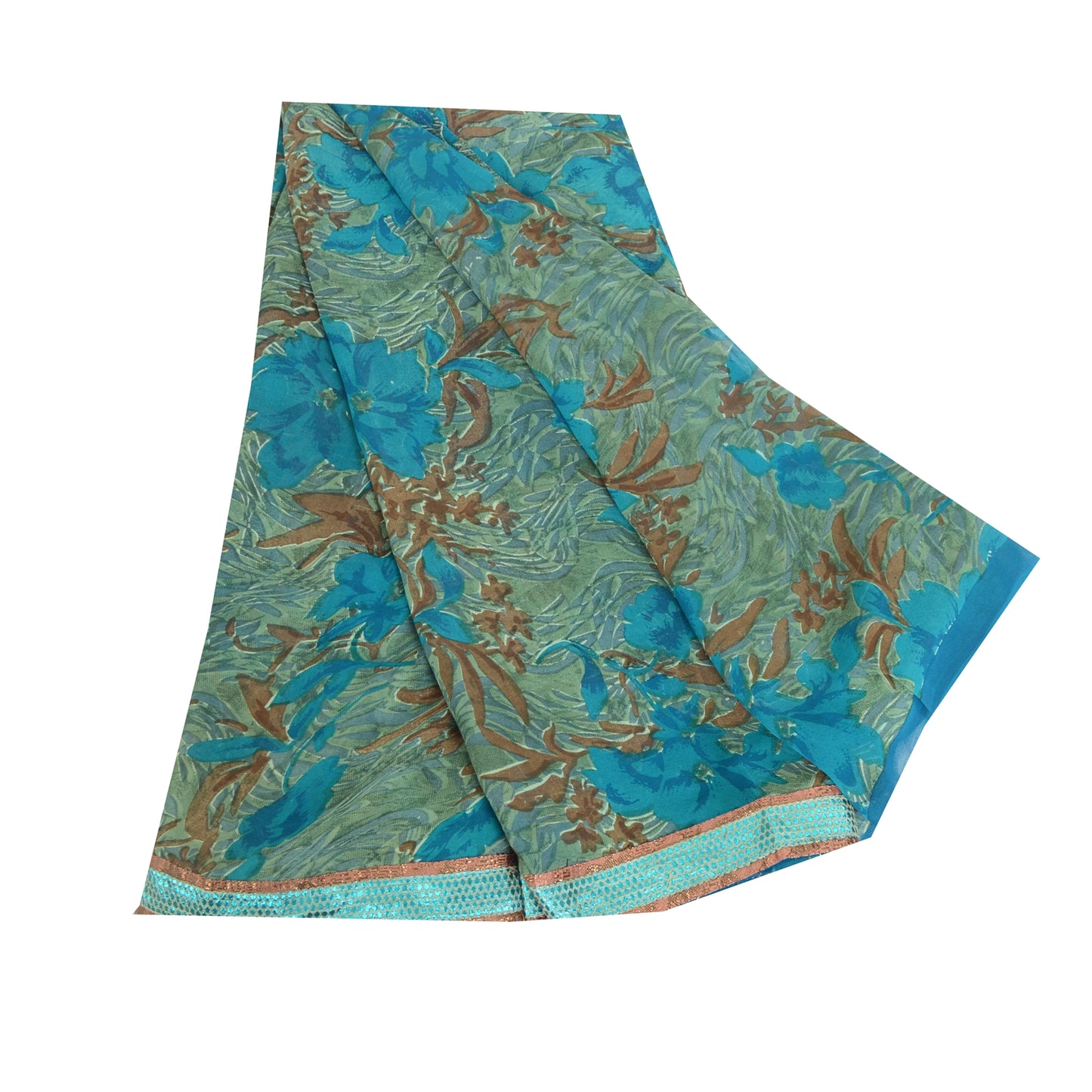 Sanskriti Vintage Sarees Quilting Felting Craft Sustainable Fabric Pure Georgette Print Sari