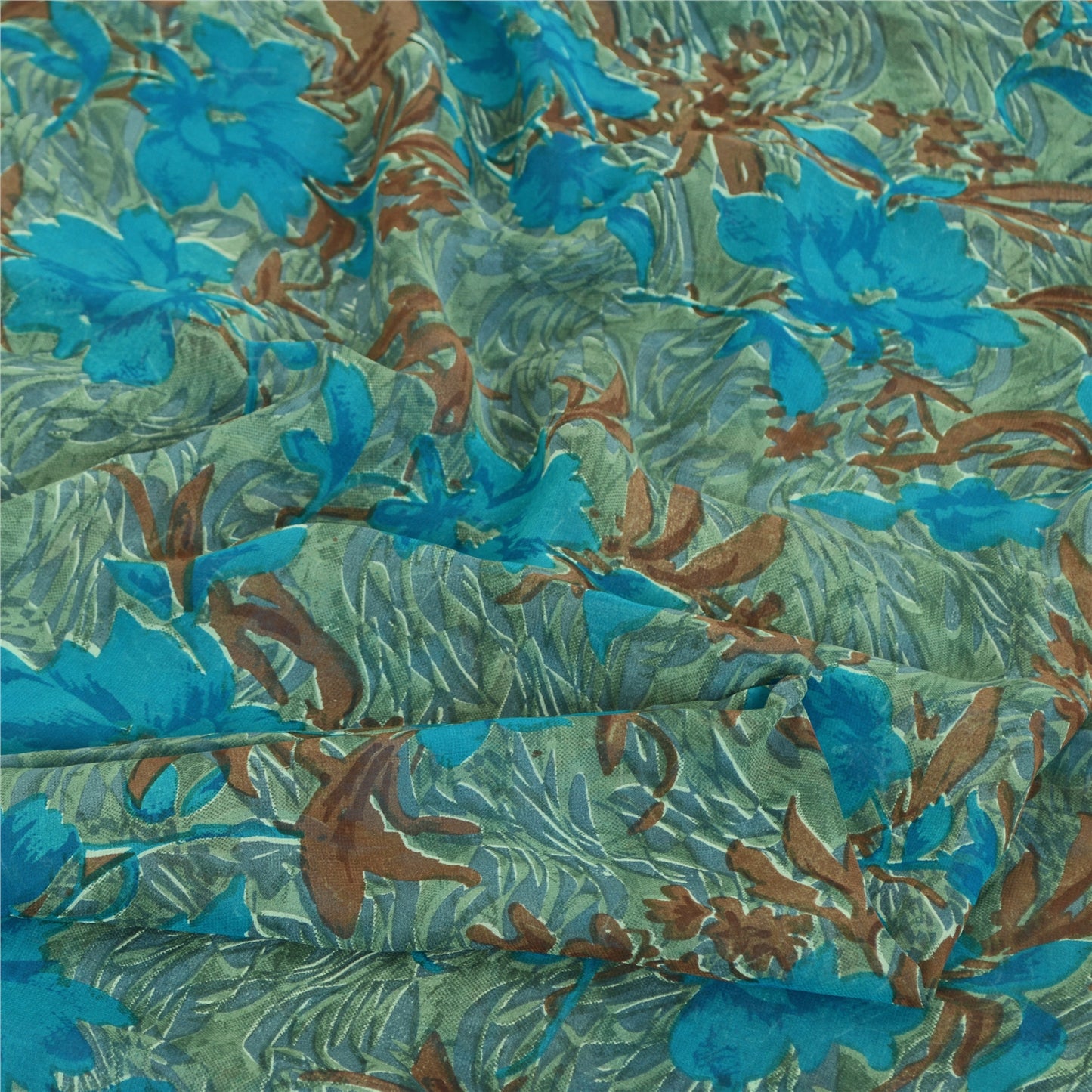 Sanskriti Vintage Sarees Quilting Felting Craft Sustainable Fabric Pure Georgette Print Sari