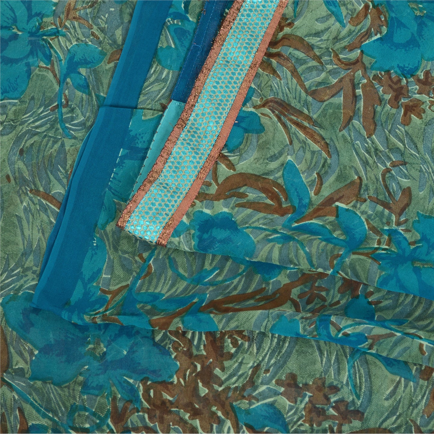 Sanskriti Vintage Sarees Quilting Felting Craft Sustainable Fabric Pure Georgette Print Sari