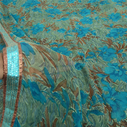 Sanskriti Vintage Sarees Quilting Felting Craft Sustainable Fabric Pure Georgette Print Sari