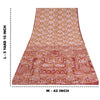 Sanskriti Vintage Sarees Red/Cream 100% Pure Silk Printed Sari 5yd Craft Sustainable Fabric