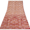 Sanskriti Vintage Sarees Red/Cream 100% Pure Silk Printed Sari 5yd Craft Sustainable Fabric