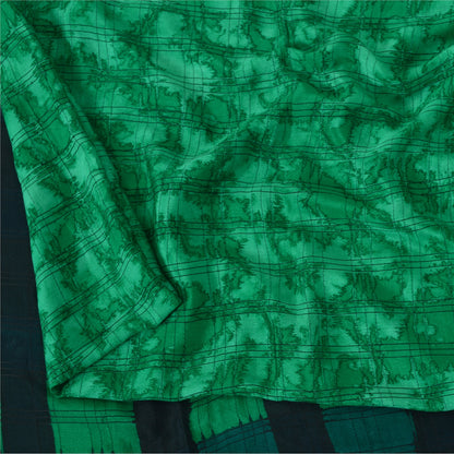 Sanskriti Vintage Sarees Green 100% Pure Silk Printed Sari 5yd Soft Craft Sustainable Fabric