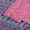 Sanskriti Vintage Sarees Pink/Purple Pure Silk Printed Sari 6yd Craft Sustainable Fabric