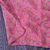 Sanskriti Vintage Sarees Pink/Purple Pure Silk Printed Sari 6yd Craft Sustainable Fabric