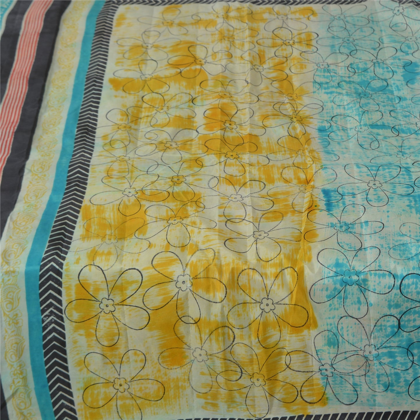 Sanskriti Vintage Sarees Indian Multi Pure Silk Printed Sari Floral Craft Sustainable Fabric