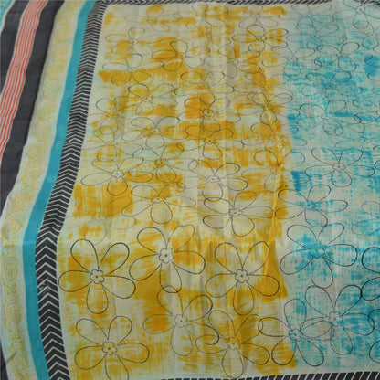Sanskriti Vintage Sarees Indian Multi Pure Silk Printed Sari Floral Craft Sustainable Fabric