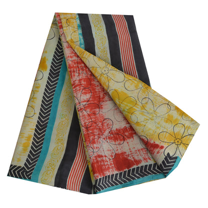 Sanskriti Vintage Sarees Indian Multi Pure Silk Printed Sari Floral Craft Sustainable Fabric