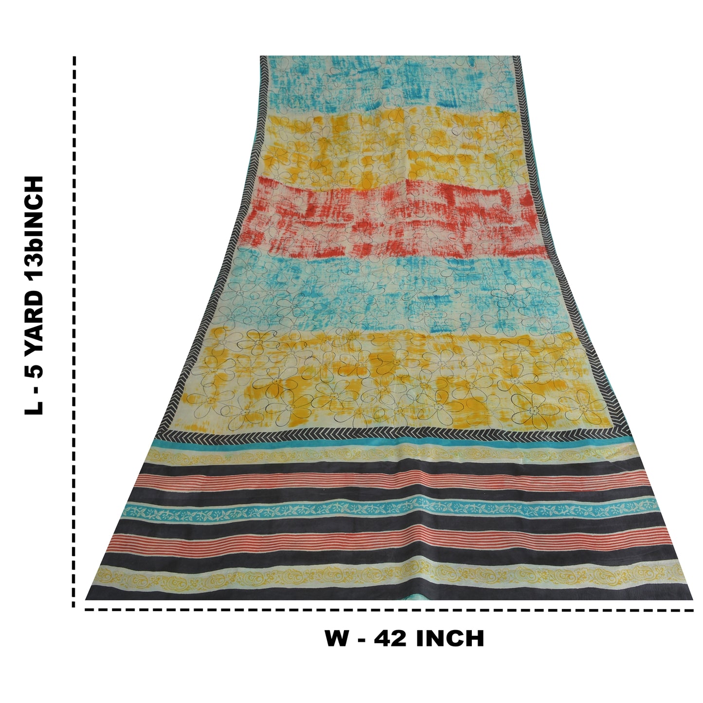 Sanskriti Vintage Sarees Indian Multi Pure Silk Printed Sari Floral Craft Sustainable Fabric