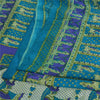 Sanskriti Vintage Sarees Indian Blue Pure Silk Women Printed Sari Craft Sustainable Fabric