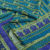 Sanskriti Vintage Sarees Indian Blue Pure Silk Women Printed Sari Craft Sustainable Fabric
