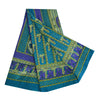 Sanskriti Vintage Sarees Indian Blue Pure Silk Women Printed Sari Craft Sustainable Fabric