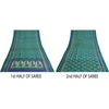 Sanskriti Vintage Sarees Indian Blue Pure Silk Women Printed Sari Craft Sustainable Fabric