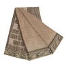 Санскритские винтажные сари светло-коричневые 100% чистый шелк напечатанное сари 5 ярдов ремесленная устойчивая ткань
