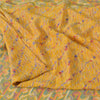 Sanskriti Vintage Sarees Yellow Indian Pure Silk Printed Sari 5yd Craft Sustainable Fabric
