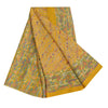 Sanskriti Vintage Sarees Yellow Indian Pure Silk Printed Sari 5yd Craft Sustainable Fabric
