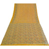 Sanskriti Vintage Sarees Yellow Indian Pure Silk Printed Sari 5yd Craft Sustainable Fabric