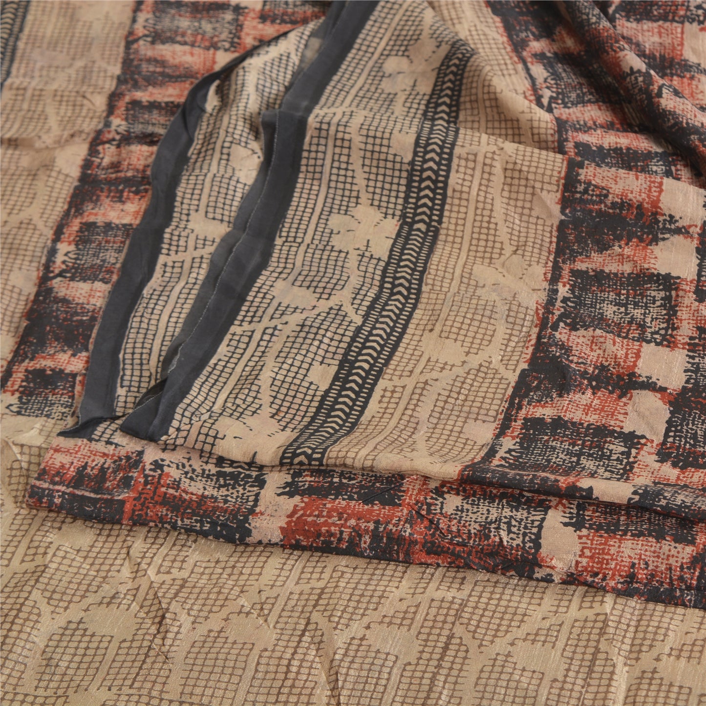 Sanskriti Vintage Sarees Pure Silk 5yd Quilting Felting Craft Sustainable Fabric Print Sari