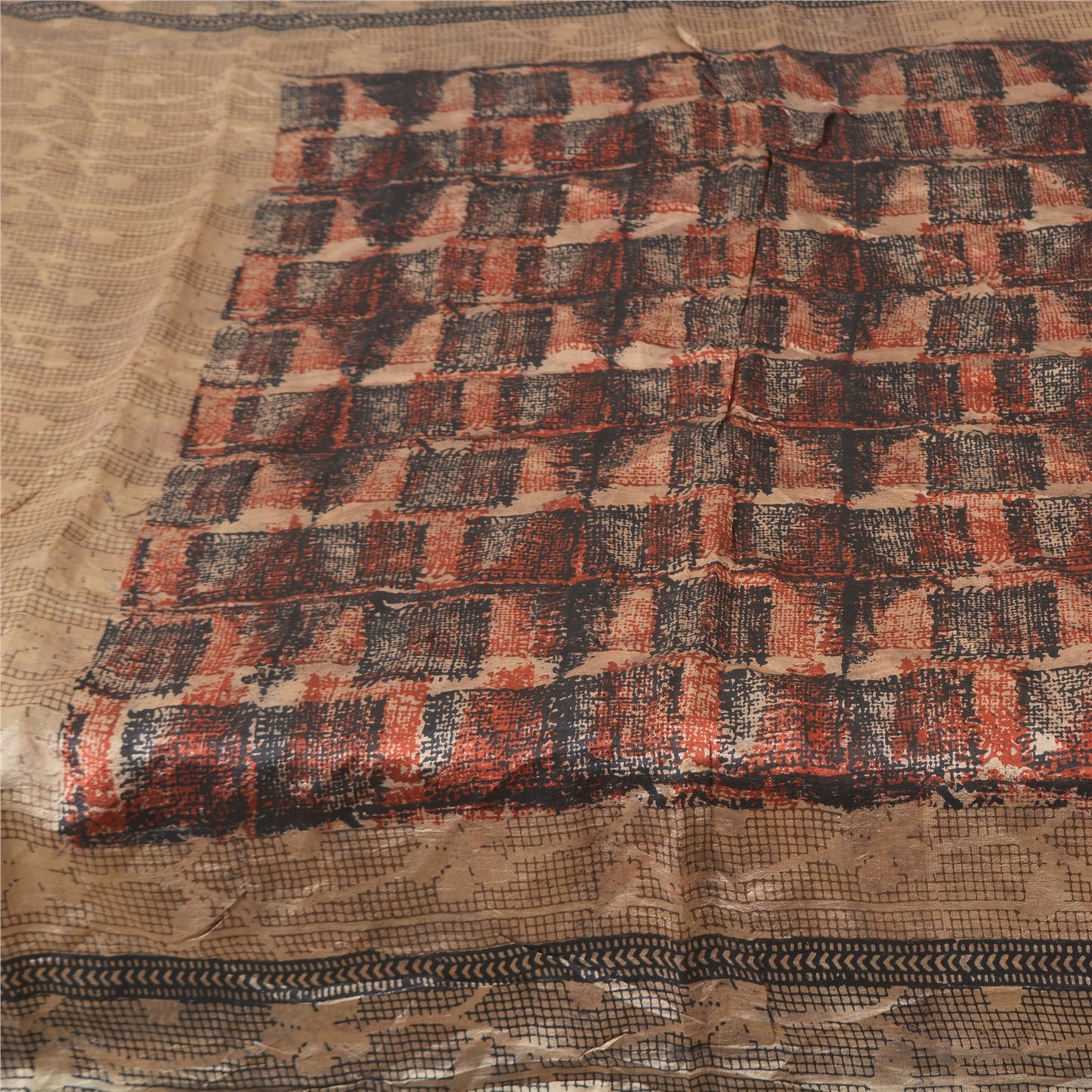 Sanskriti Vintage Sarees Pure Silk 5yd Quilting Felting Craft Sustainable Fabric Print Sari