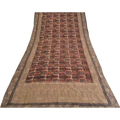 Sanskriti Vintage Sarees Pure Silk 5yd Quilting Felting Craft Sustainable Fabric Print Sari