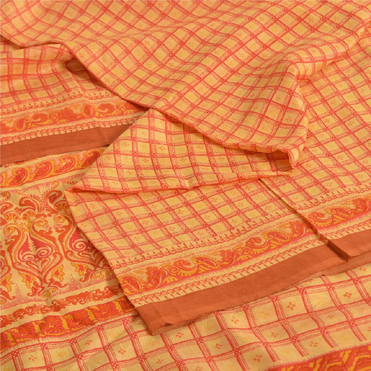 Sanskriti Vintage Sarees 100% Pure Silk Quilting Felting Craft Sustainable Fabric Print Sari