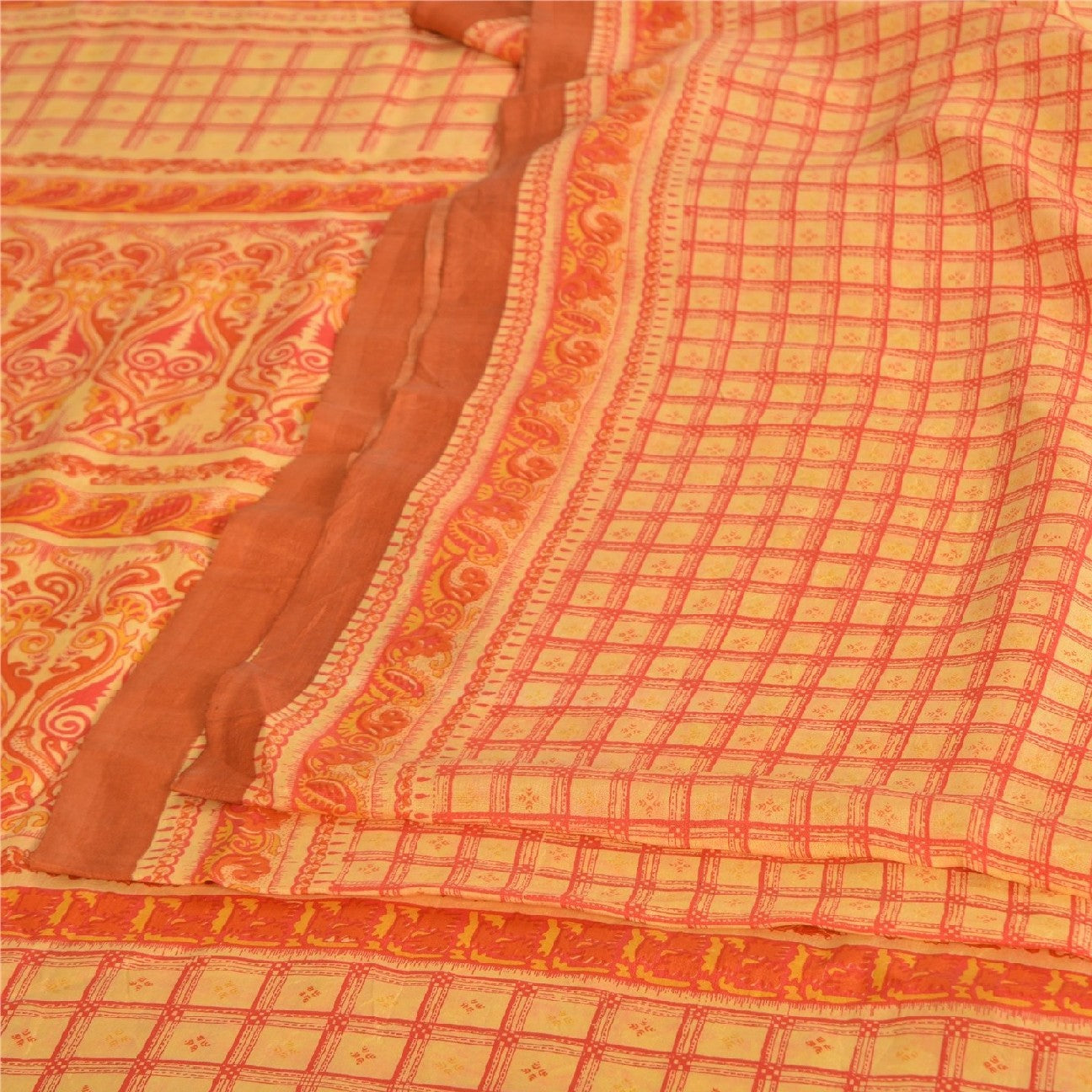 Sanskriti Vintage Sarees 100% Pure Silk Quilting Felting Craft Sustainable Fabric Print Sari