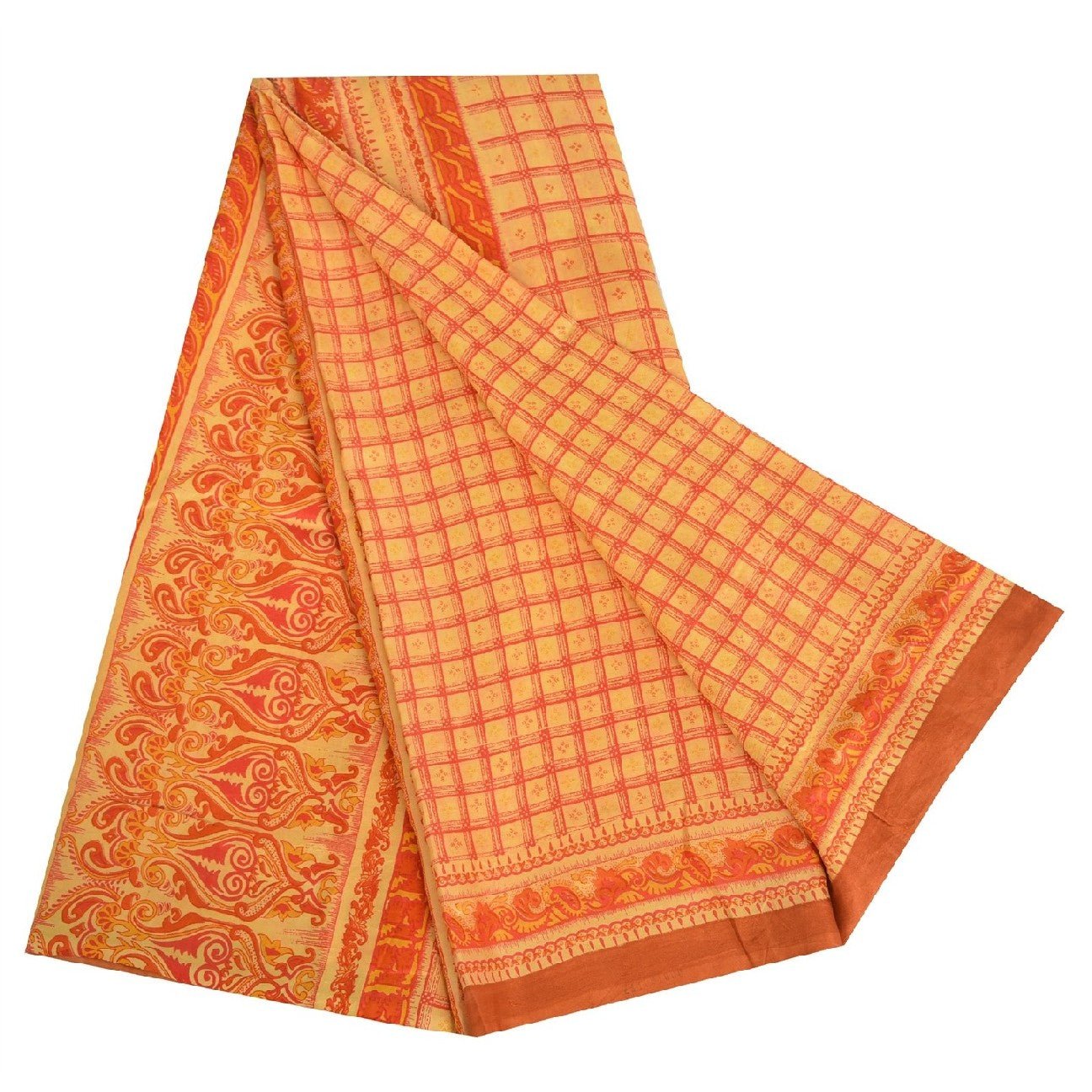 Sanskriti Vintage Sarees 100% Pure Silk Quilting Felting Craft Sustainable Fabric Print Sari
