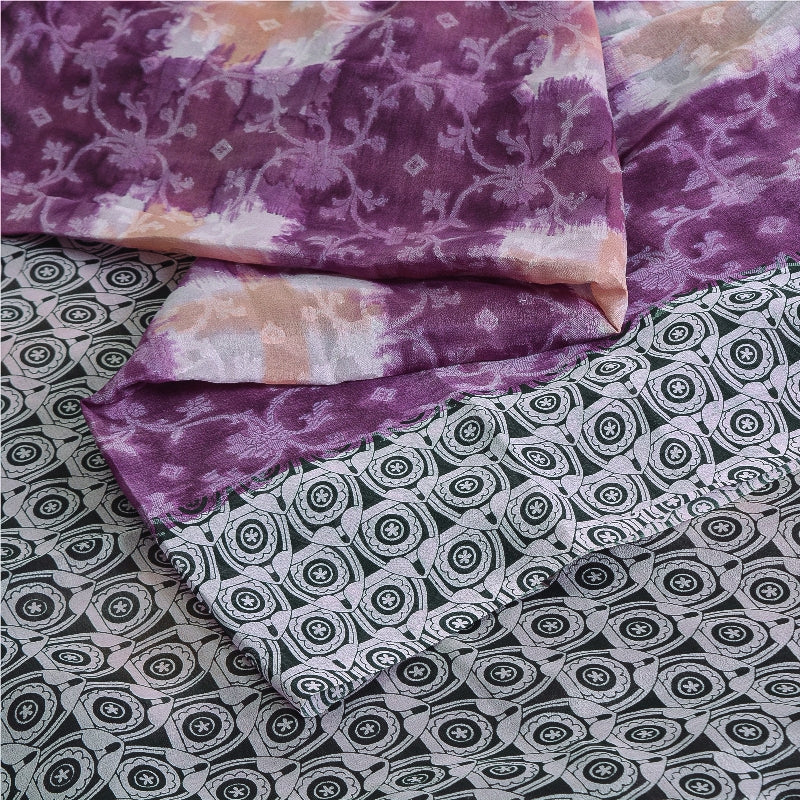 Санскритские винтажные сари из чистого шелка 5 ярдов, стеганое валяние, рукоделие, устойчивая ткань, принт, сари