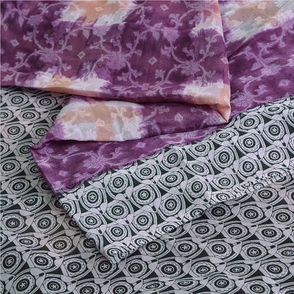 Санскритские винтажные сари из чистого шелка 5 ярдов, стеганое валяние, рукоделие, устойчивая ткань, принт, сари